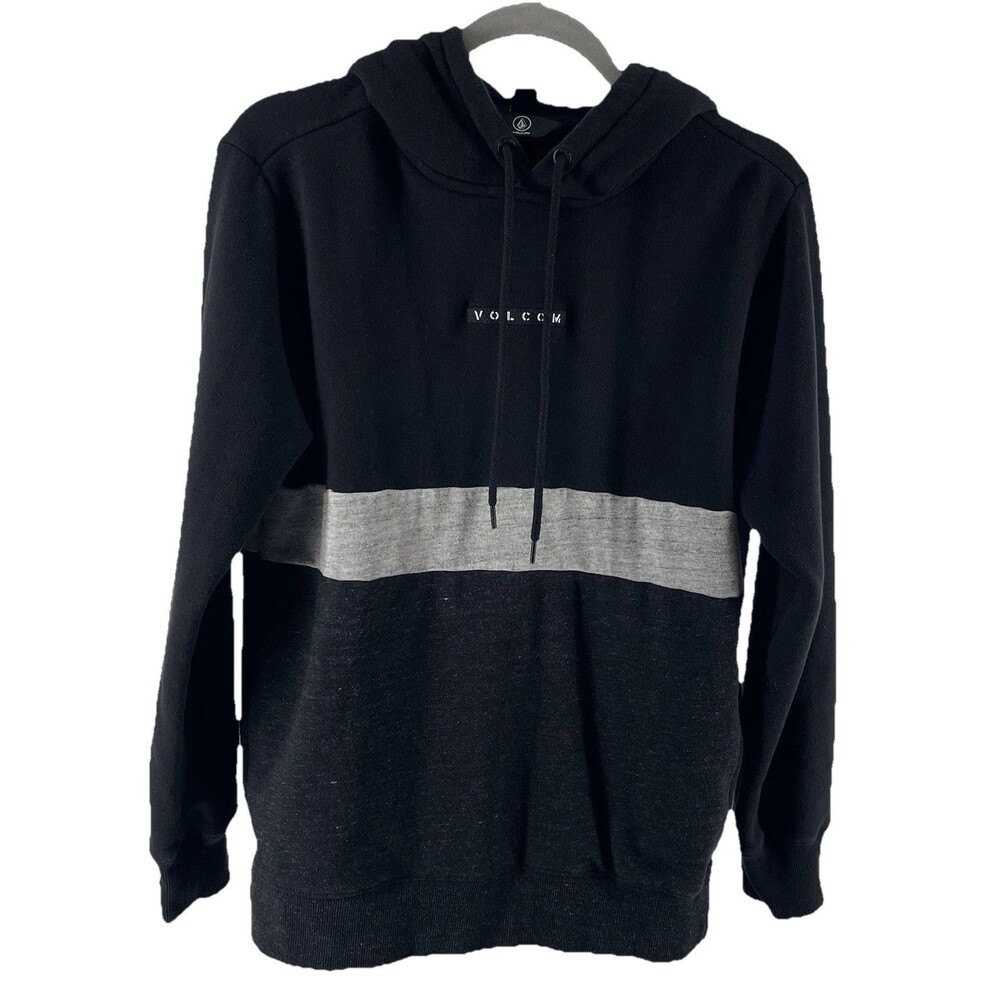 Volcom Hoodie Men’s Small Black Gray Pullover Skate Surf Street Style Casual